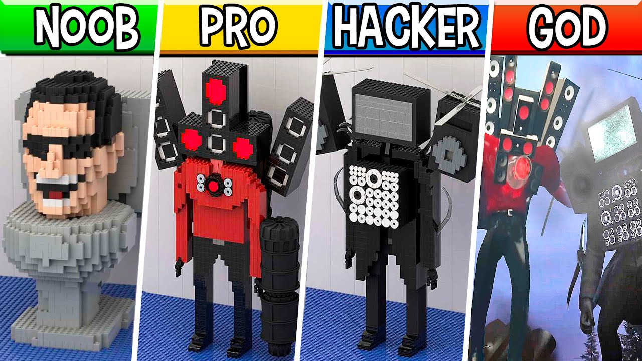 LEGO ALL Characters in Skibidi Toilet (Collection #2) : Noob, Pro, HACKER! / (Skibidi Toilet)