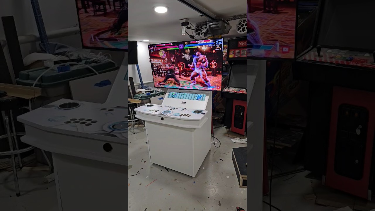 The ByVic 55inch OLED 2 PLAYER Arcade cab is officially complete with 27 inch active marquee!#arcade