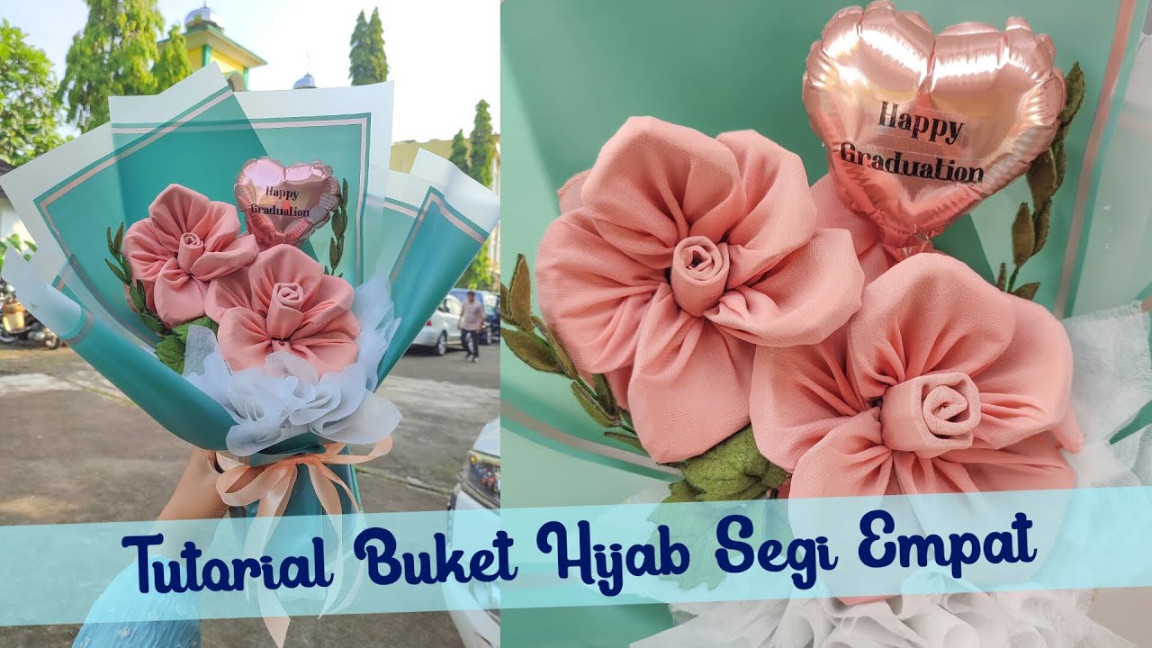 TUTORIAL BUKET HIJAB SEGI EMPAT BELLA SQUARE CUMA SATU HIJAB JADI DUA BUNGA UNTUK PEMULA