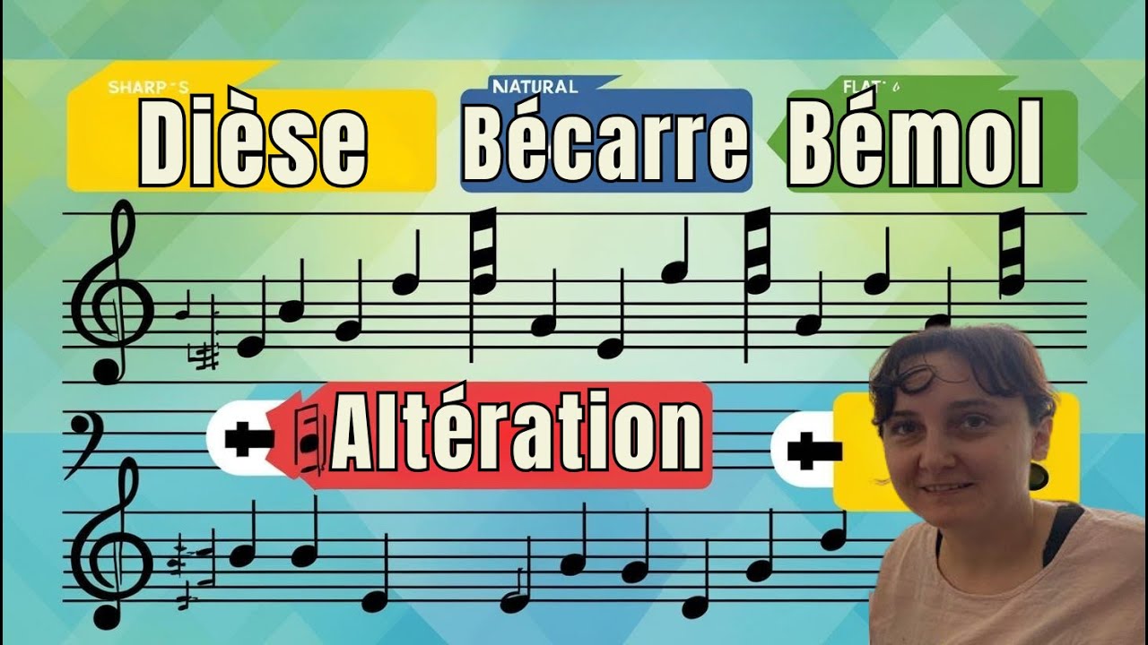 les altérations musique, diése, bécarre, bémol.