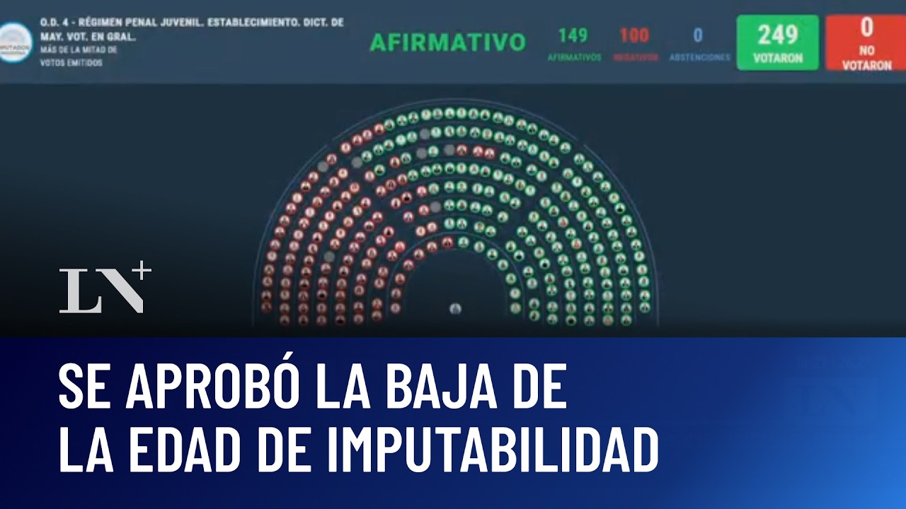 149 votos a favor y 100 en contra: media sanción a la baja de edad de imputabilidad