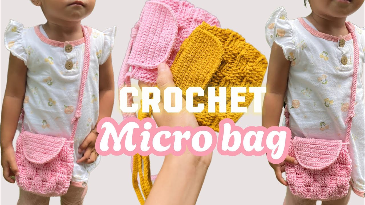 Crochet sling bag tutorial with adjustable strap | crochet micro bag beginner friendly #crochet 