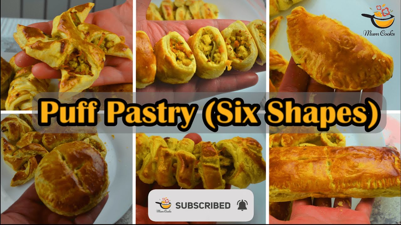 Chicken and vegetable patties (Puff Pastry) with six different shapes