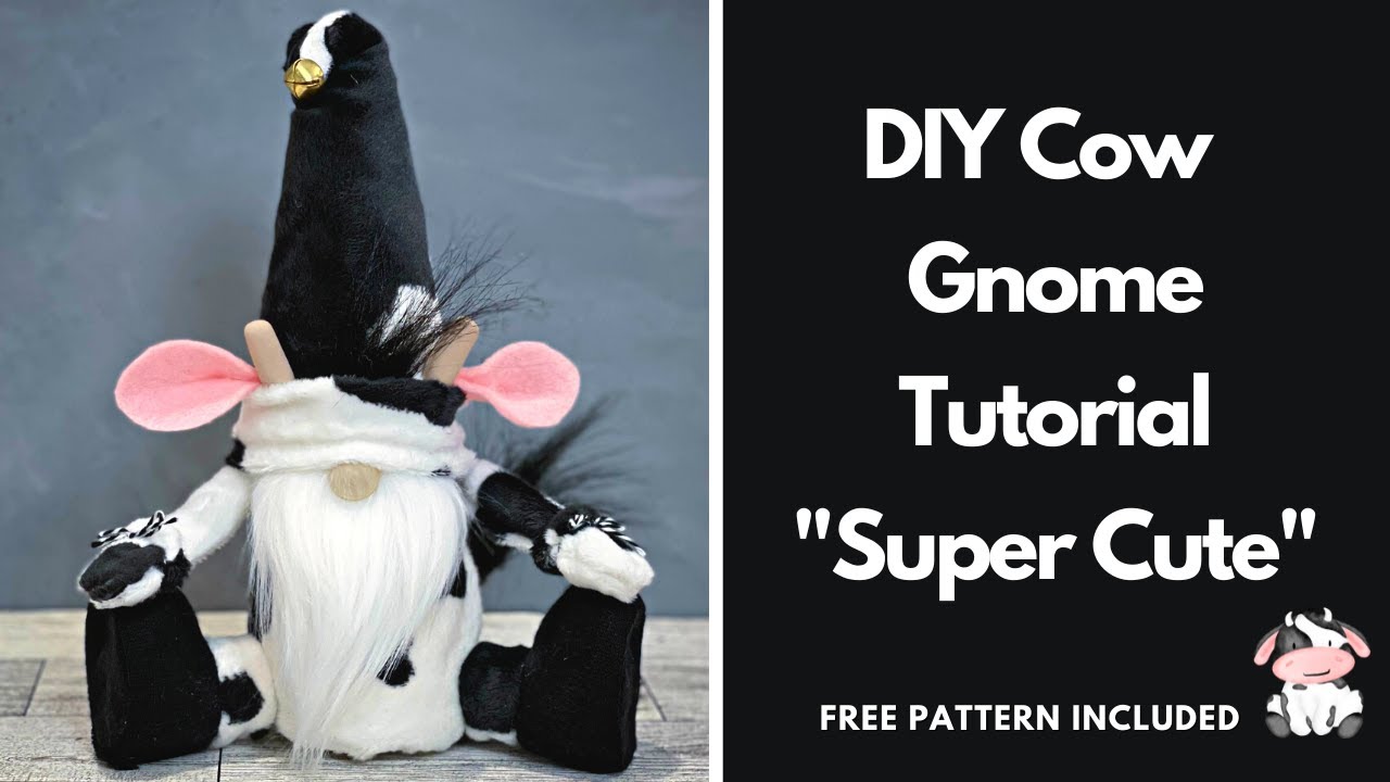 DIY Cow Themed Gnome/Farmhouse Gnome/No Sew Gnome/Cute Gnome/Cow Gnome