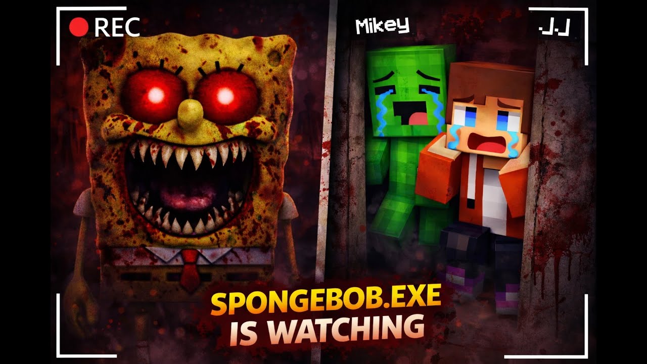 👉 DON’T OPEN THE DOOR… SPONGEBOB.EXE IS WATCHING 😱 | JJ & Mikey Minecraft Horror