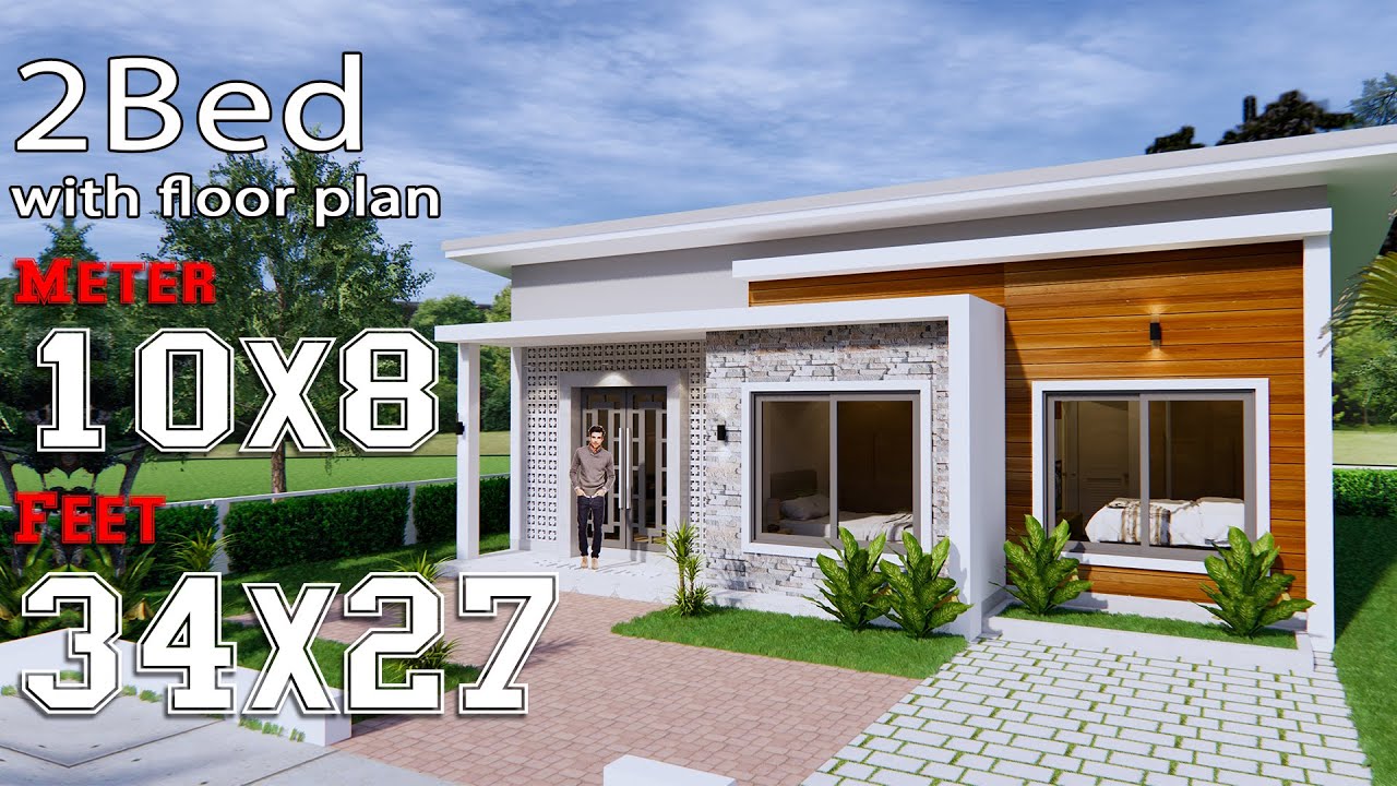 Simple House Design 10x8 Meter Shed roof 27x34 Feet Full Plans