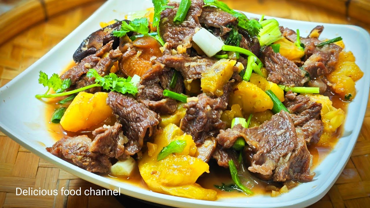 របៀបធ្វើឆាម្នាស់សាច់គោ សាច់គោផុយ រសជាតិឆ្ងាញ់ល្មម Delicious food channel