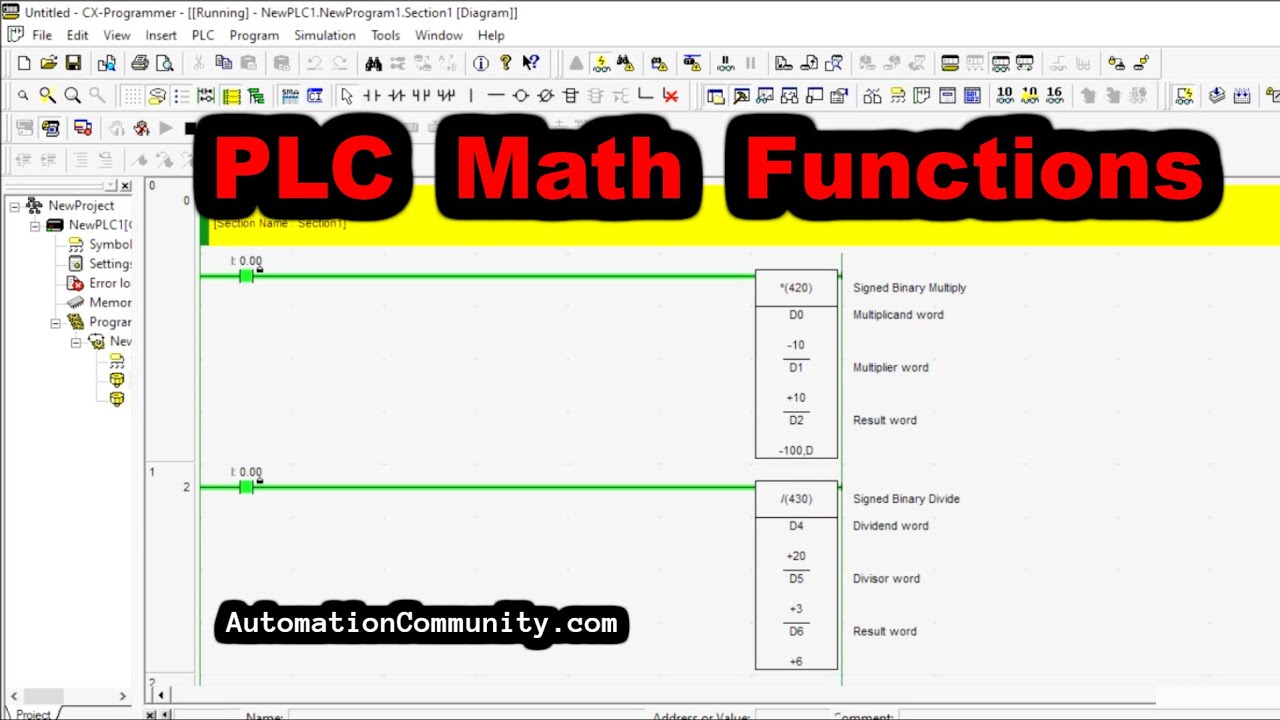 PLC Math Functions - Multiplication and Division Instructions