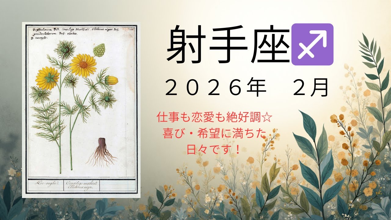 2026年　２月　【射手座♐】タロットリーディング＆ワンポイントヨーガ　仕事も恋愛も絶好調☆　喜び・希望に満ちた日々に感謝！