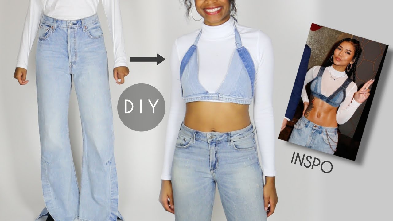 DIY Denim Bralette Top - Jhene Aiko Inspired! (Easy Sewing)