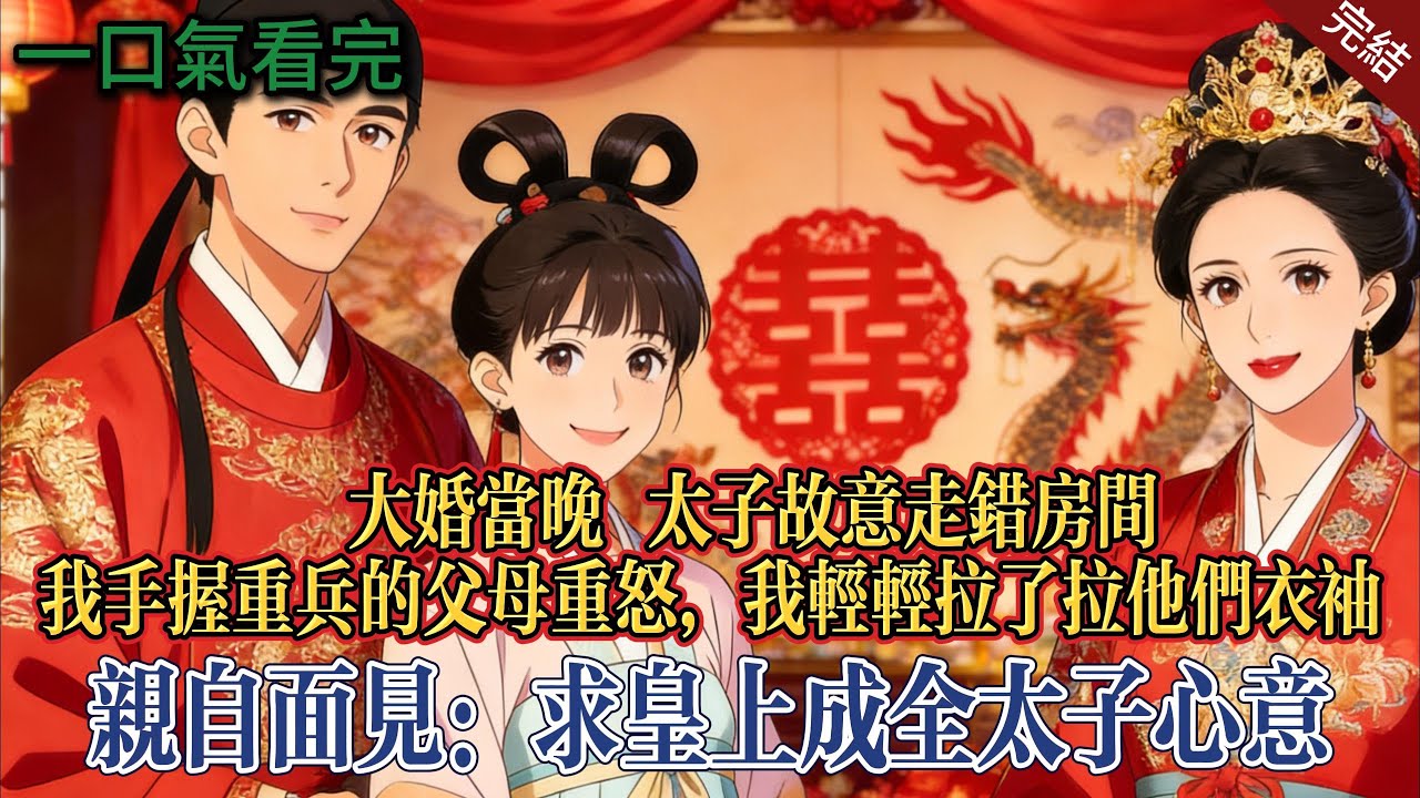 【完結爽文】大婚當晚，太子竟故意走錯房與婢女圓房。我手握重兵的父母震怒，我輕輕拉了他們衣袖 親自面聖：求皇上淮林晚檸入東宮，全了太子的心意，爹楞住後大笑：還是妳聰明...#小说 #古風#完结文