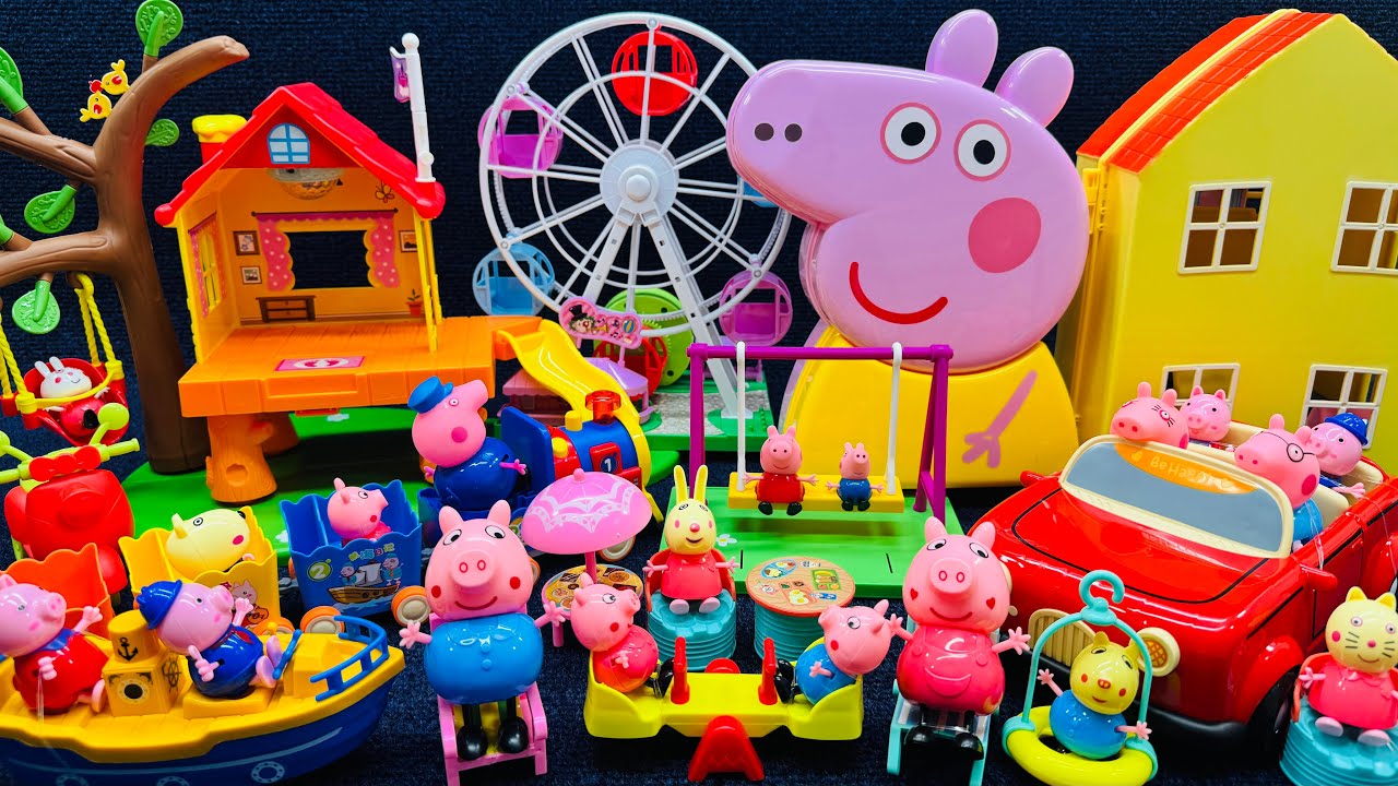 8 Minute satisfying unboxing, cute Peppa Pig toy unboxing and collection, ASMR toy review