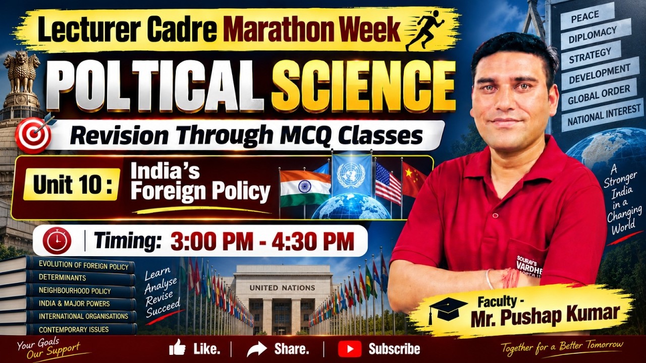 Lecturer Cadre Marathon Week 🔥 | Political Science | Unit 10: India&rsquo;s Foreign Policy | MCQ Revision