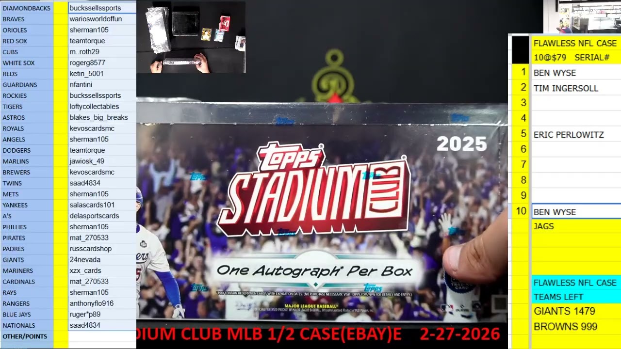CAJUNBREAKER 2025  TOPPS STADIUM CLUB MLB 1/2 CASE(EBAY)E    2-27-2026