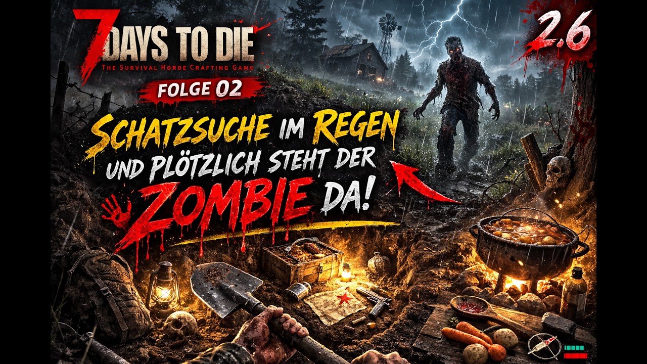 7 Days to Die | Folge 3 🌧️😱 Ich buddel im Regen… und dann steht der Zombie einfach da! 7DTD 2.6