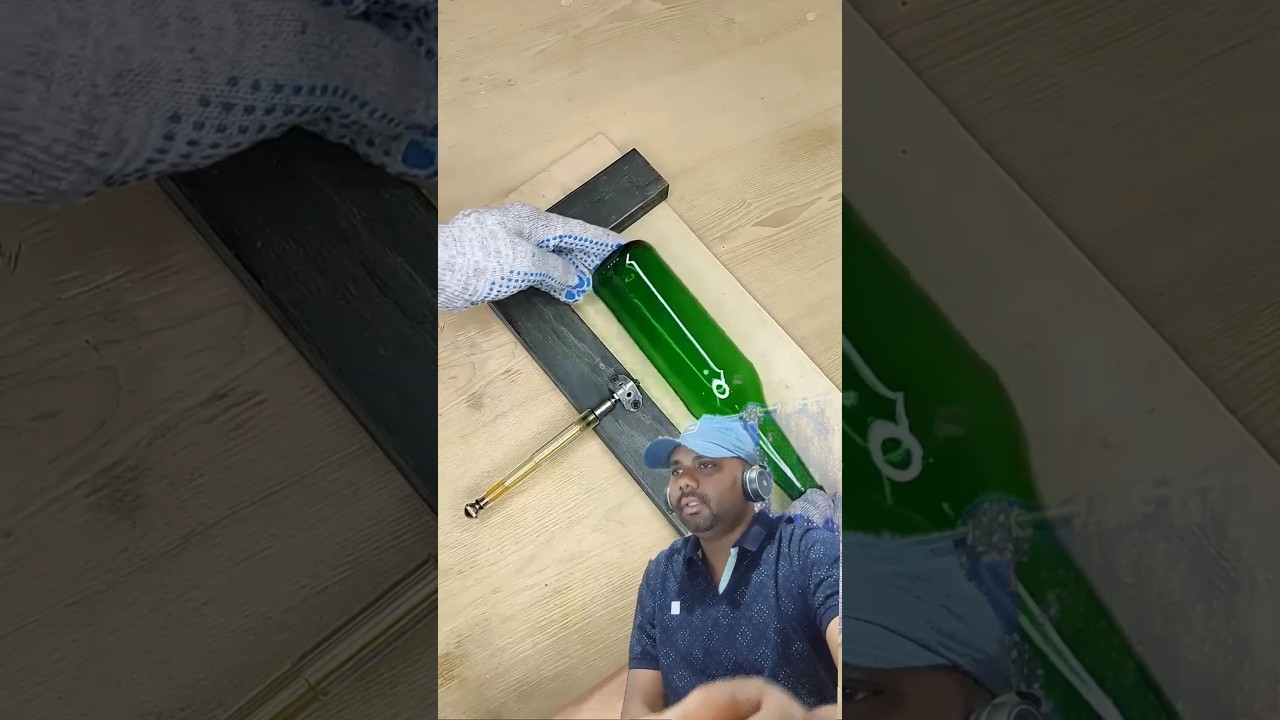 Pro Workshop Secret: Easy Way to Cut a Glass Bottle 🔧 #Shorts 🍷 #experiment #diy
