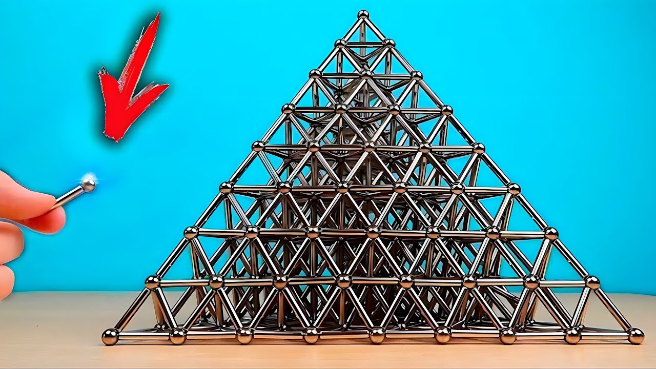 I MADE A GIANT PYRAMID WITH 1000 MAGNETS AND BALLS!