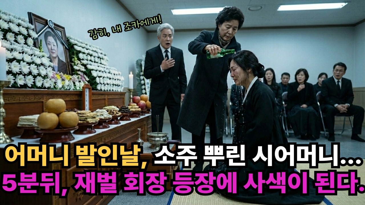 엄마 발인날, 소주 뿌린 시어머니, 5분뒤 재벌 회장 등장에 사색이 되는데...