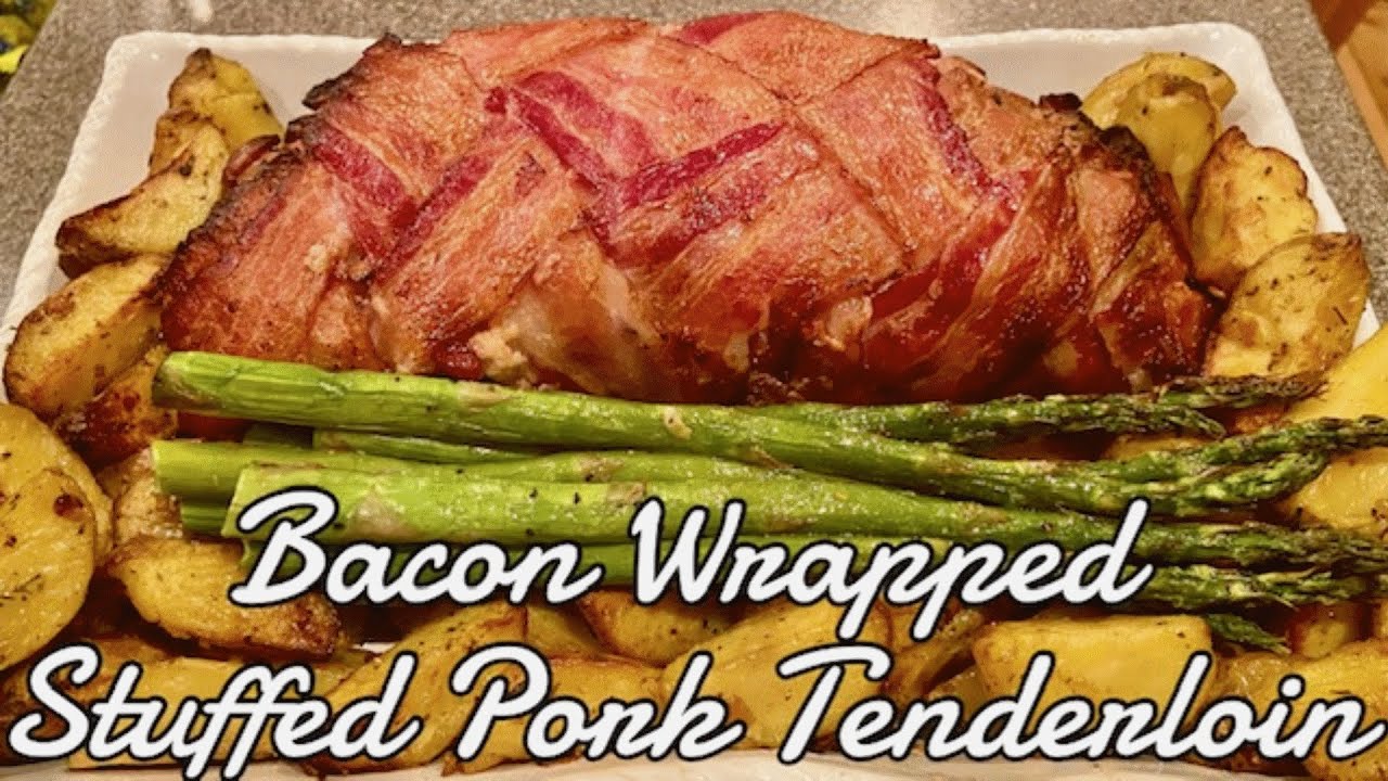 BACON WRAPPED ~STUFFED PORK TENDERLOIN~ * ROASTED IN THE NINJA FOODI GRILL!