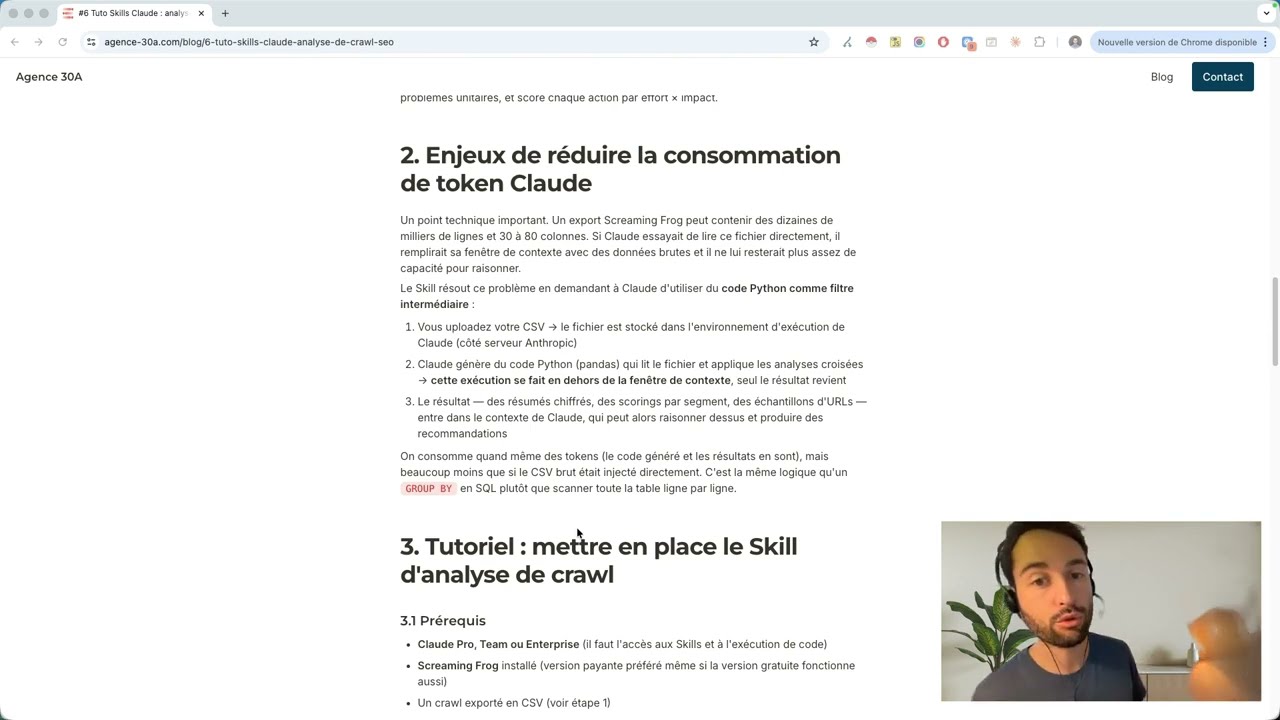 Tuto skills Claude analyse de crawl SEO