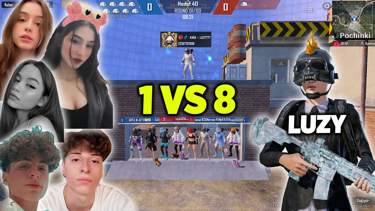 EN İYİ KIZ VE ERKEK OYUNCULARA 1  VS 8 ATTIM PUBG MOBİLE