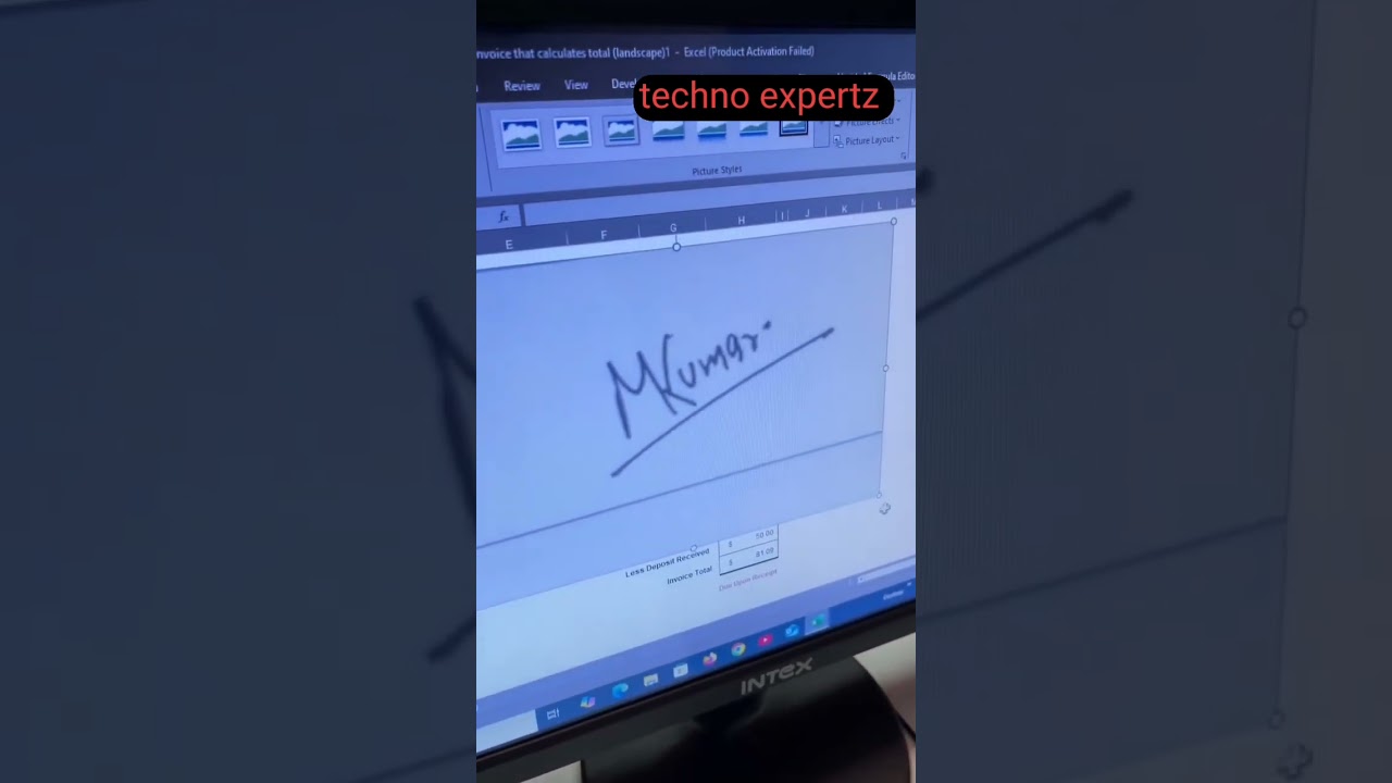 how add signature in bill in ms excel #excel