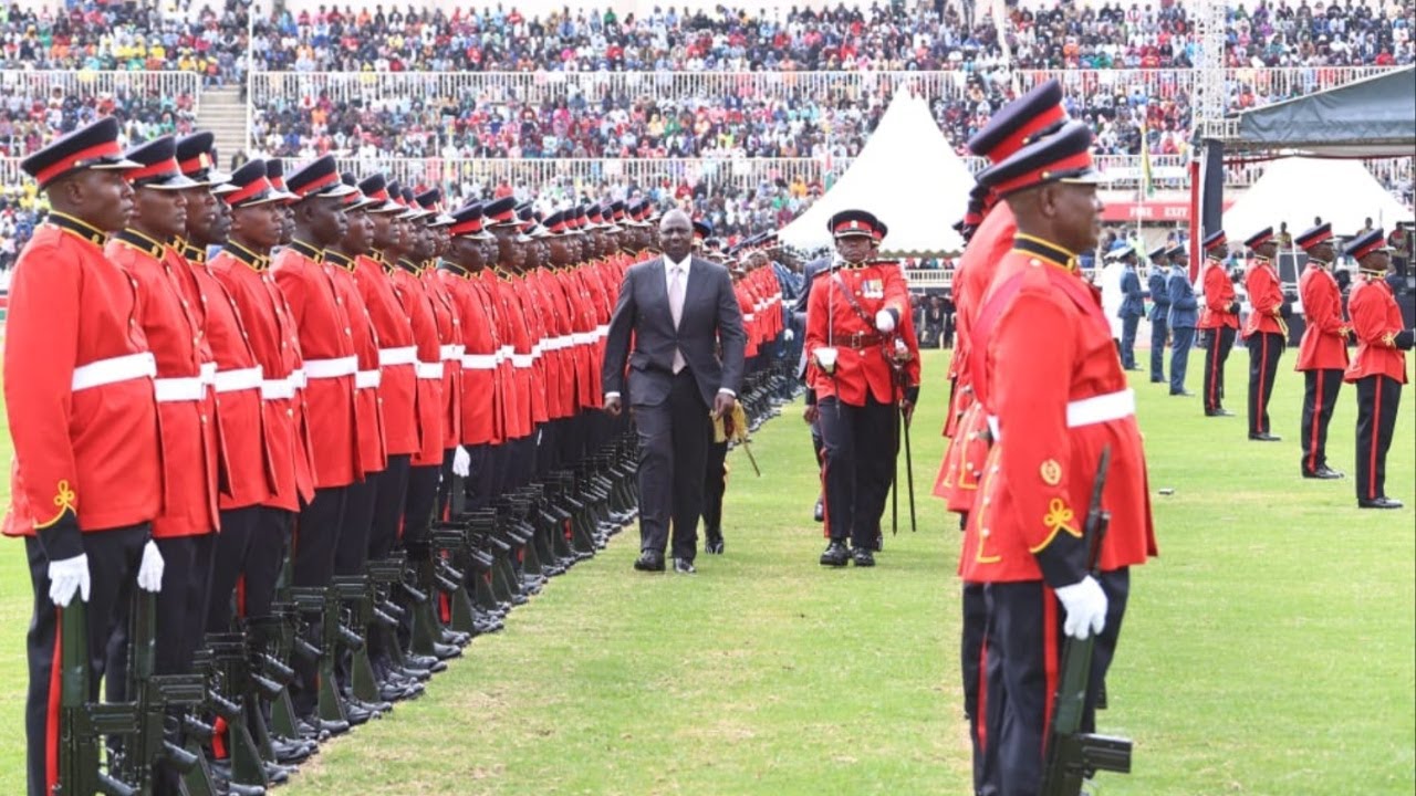 President Ruto inspects a guard of honor as he arrives at Uhuru Gardens for Jamhuri Day 2023!!