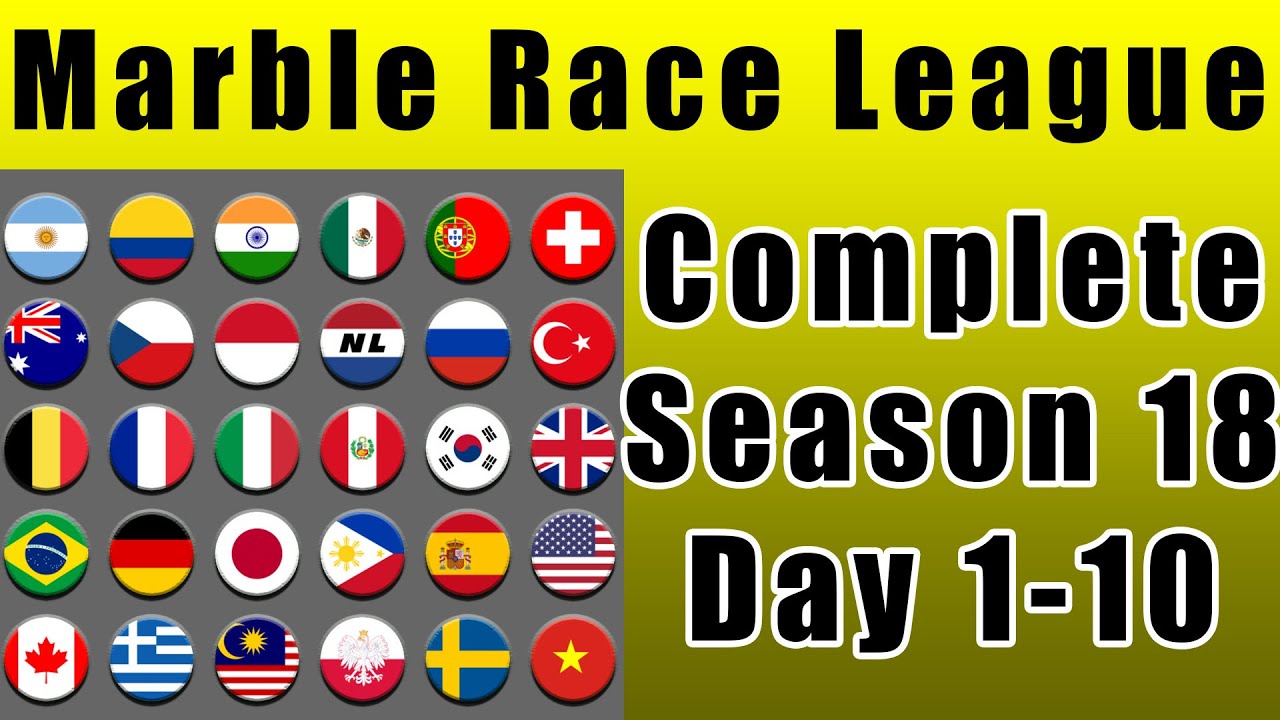 Marble Race League Season 18 Complete Race Day 1-10 in Algodoo / Marble Race King