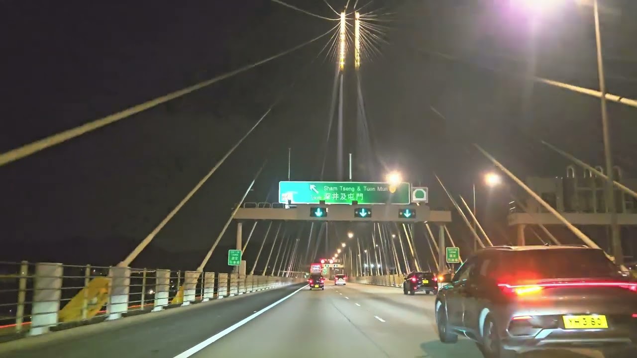 🚗 Hong Kong Night Drive – Lantau Link to Tuen Mun | 4K HDR | Through T·PARK & Nim Wan Road 🌃