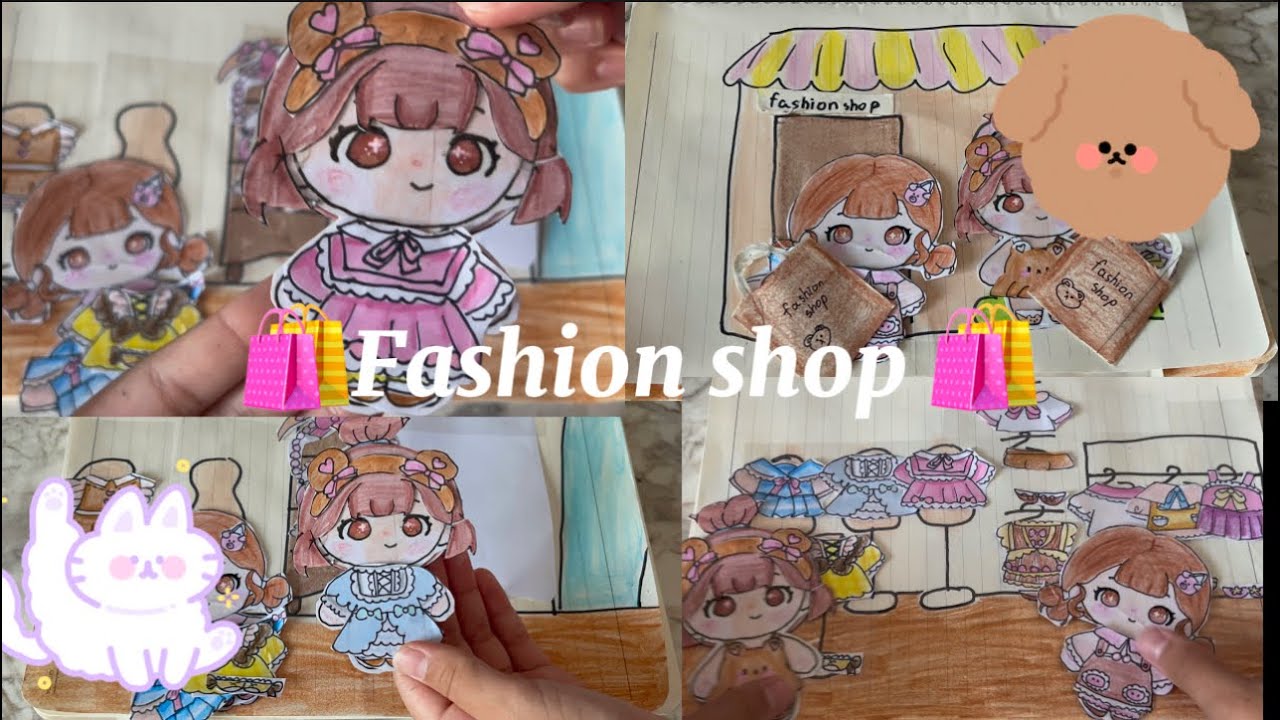 🌸paper surprise 🌸asmr🌸 fashion shop 🛍️🛍️for cotton dolls🥰 tutorial 😍😍😍