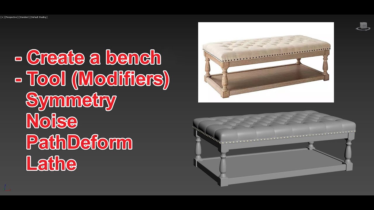 3dmax - Model a Bench using Symmetry, Noise, PathDeform and Lathe