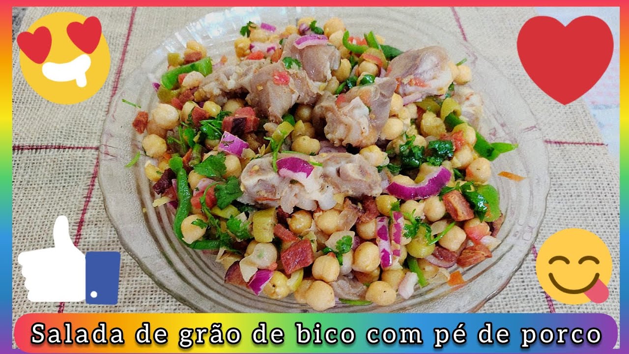 Salada de grão de bico com pé de porco