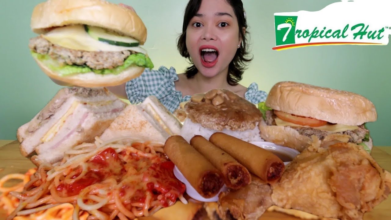TROPICAL HUT OVERLOAD MUKBANG | sili burger, spaghetti, club house sandwich, fried chicken etc.