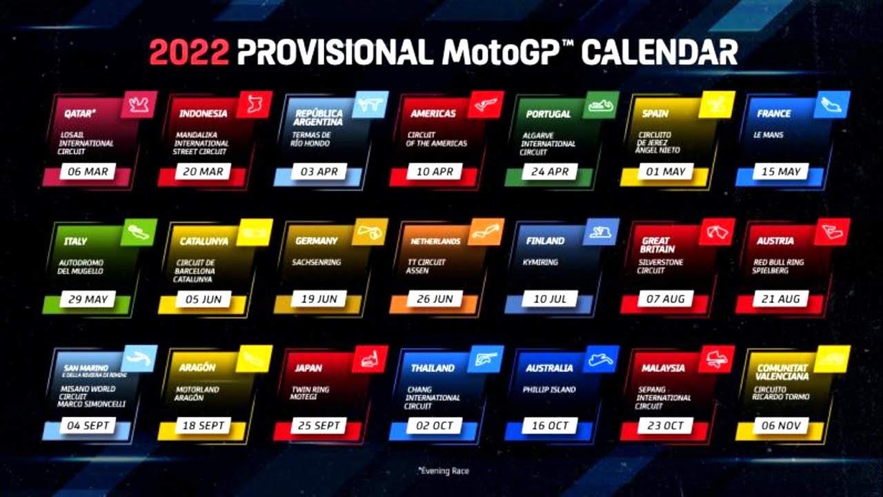 Motogp Calendar Season 2022 || Motogp Schedule Season 2022