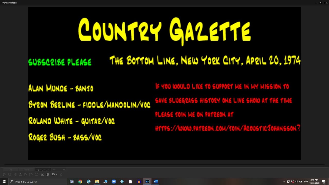 Country Gazette, The Bottom Line, NYC,  April 20, 1974