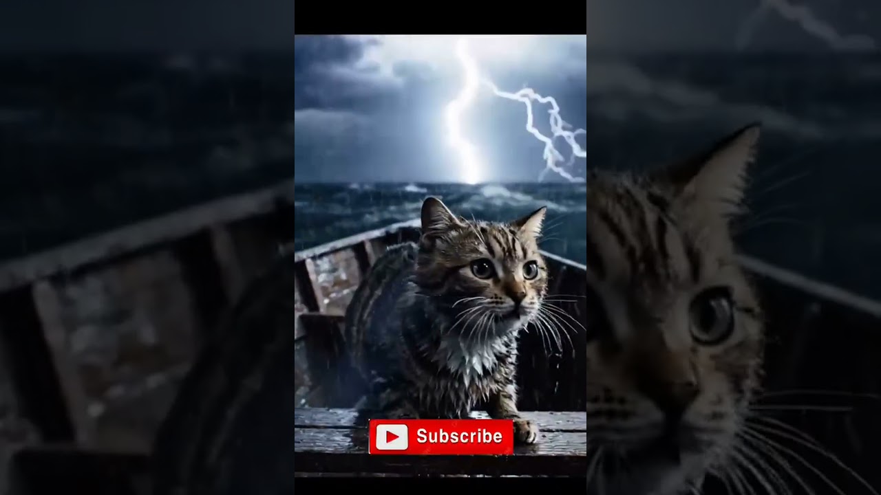 Sedihh!! kucing kehujanan di tengah nya malam 