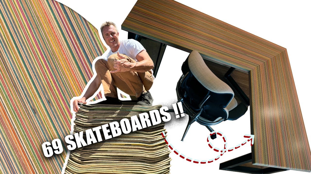 I Turned 69 Skateboards Into a Desk.  Tony Hawk APPROVES!