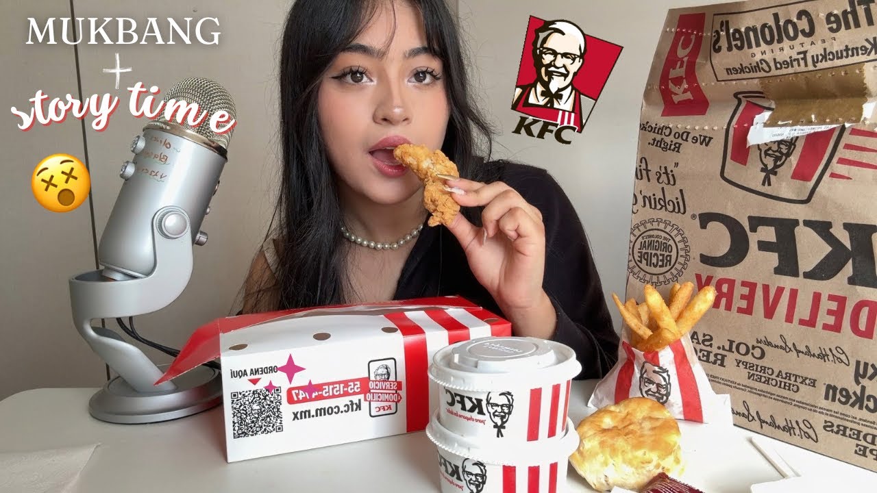 ASMR comiendo POLLO  🍗 mientras te CUENTO la vez que casi MUERO  ☠️ story time 