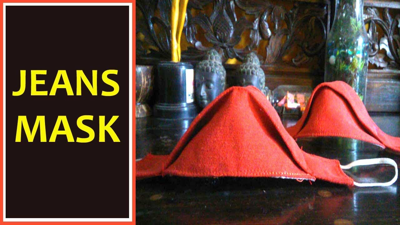 DIY FACE MASK TUTORIAL FROM JEANS - DENIM MASK DIY | FABRIC  FACE MASK DIY - 3D MASK