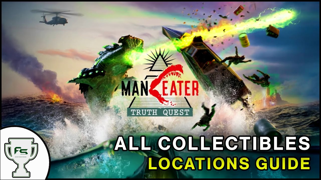 Maneater Truth Quest DLC All Collectible - Landmarks, Caches, Licence Plates Tin Foil Hats Locations