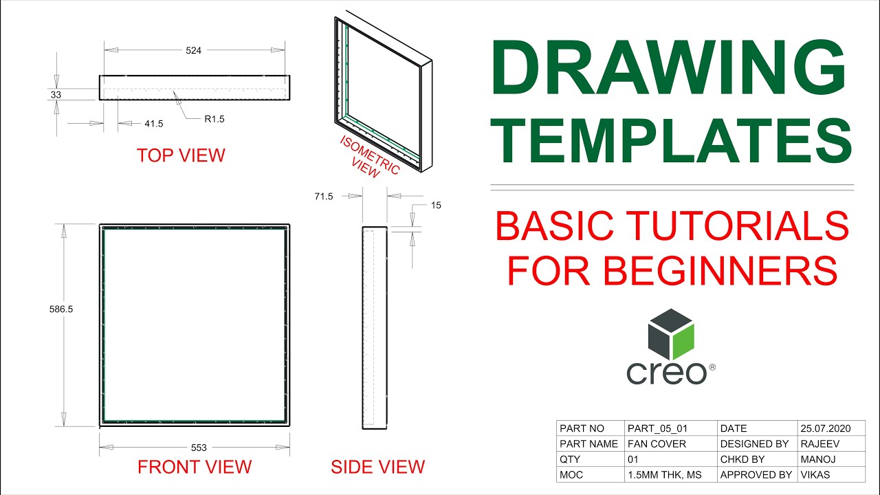 CREO DRAWING TEMPLATE WITH TITLE BLOCK | MANUFACTURING DRAWING BASIC TUTORIAL