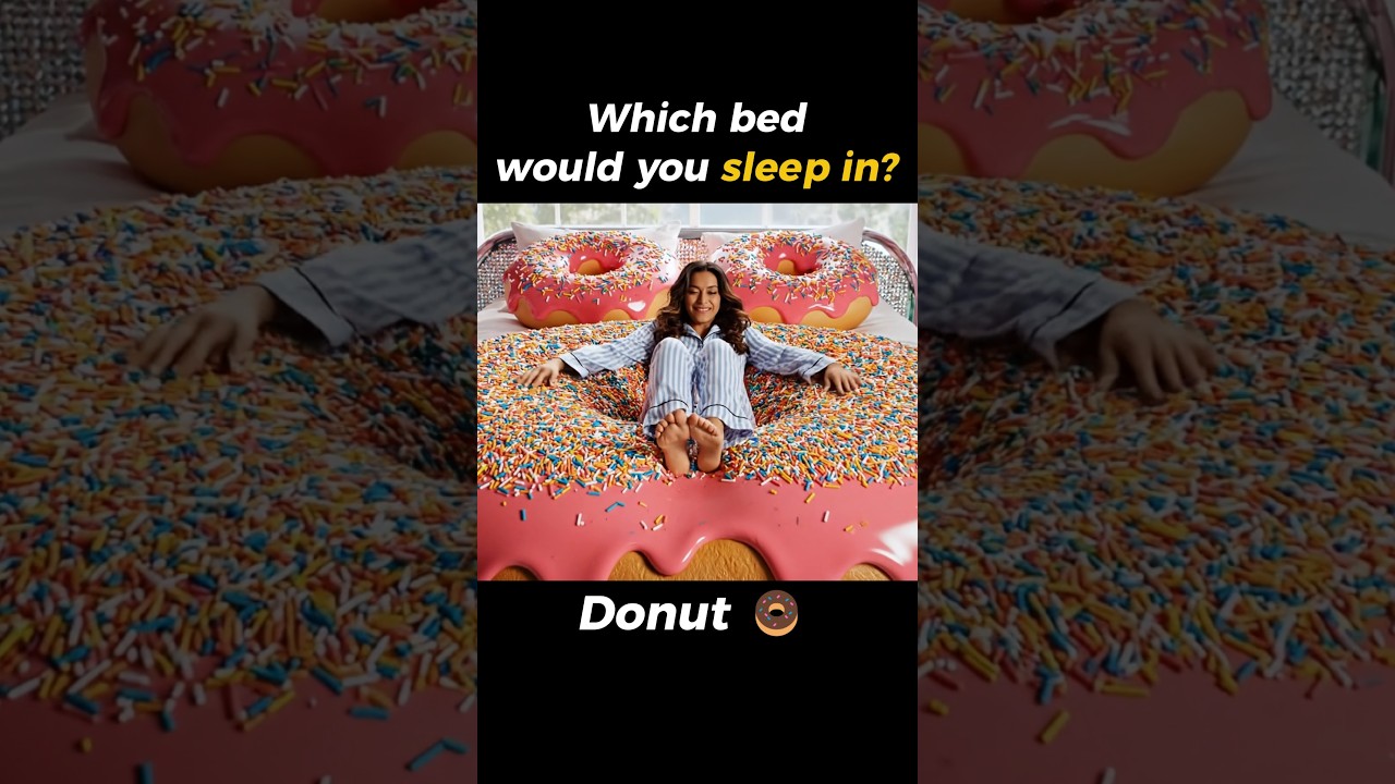 Which Colorful Dessert Bed is Yours? 🍩 #asmr #oddlysatisfying #aiart #sleepsounds #satisfying
