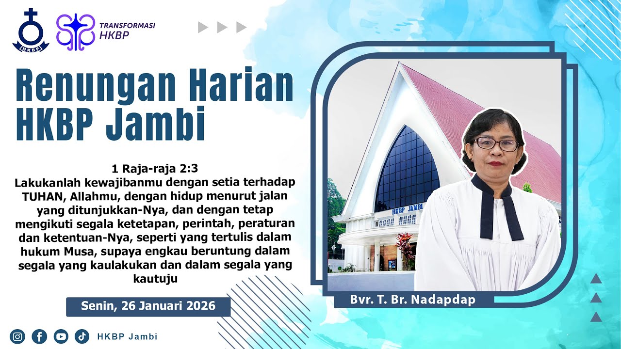 Renungan Harian HKBP Jambi, Senin 26 Januari 2026