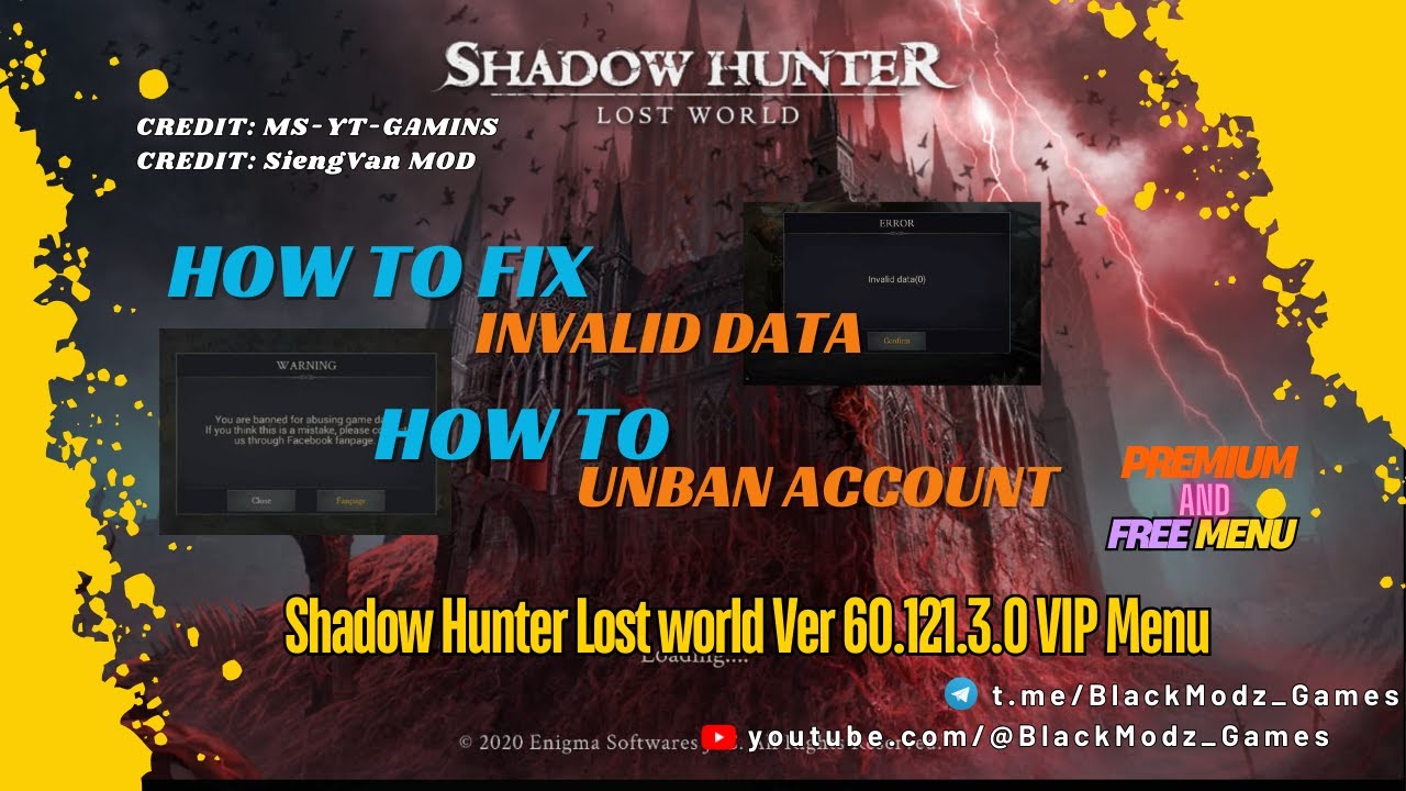 Shadow Hunter ver 60.121.3.0 VIP Menu |V2| Pre/free | How to unban/restore account ? | LINK ⤋