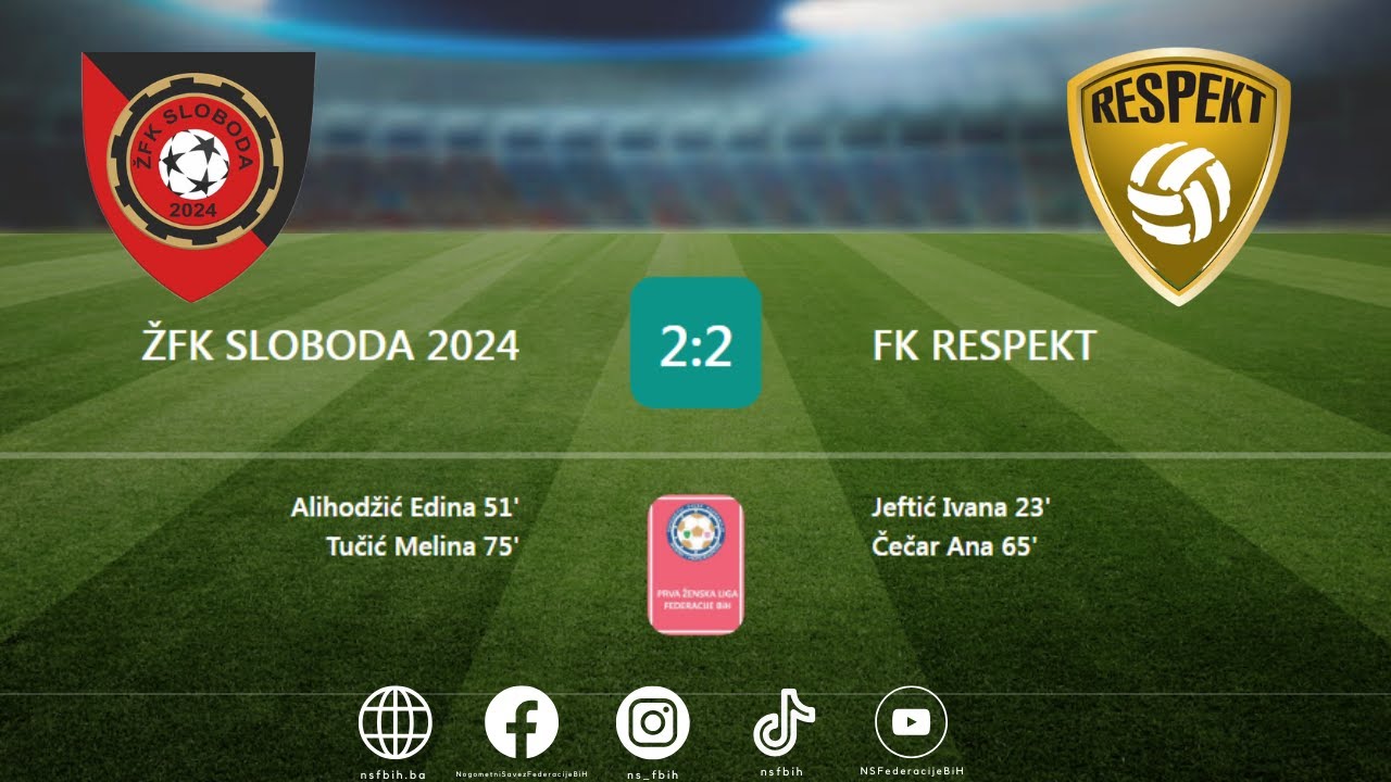 Prva ženska liga FBiH (7.kolo): ŽFK SLOBODA 2024 - FK RESPEKT 2:2
