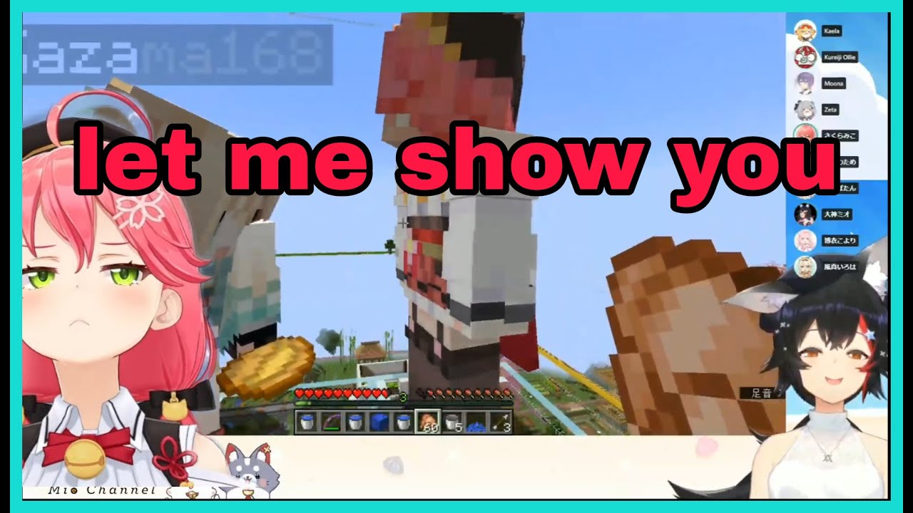Sakura Miko Show How To Do Mio ropeless Bungee Jump To Holo Id | Minecraft  [Hololive/Eng Sub]