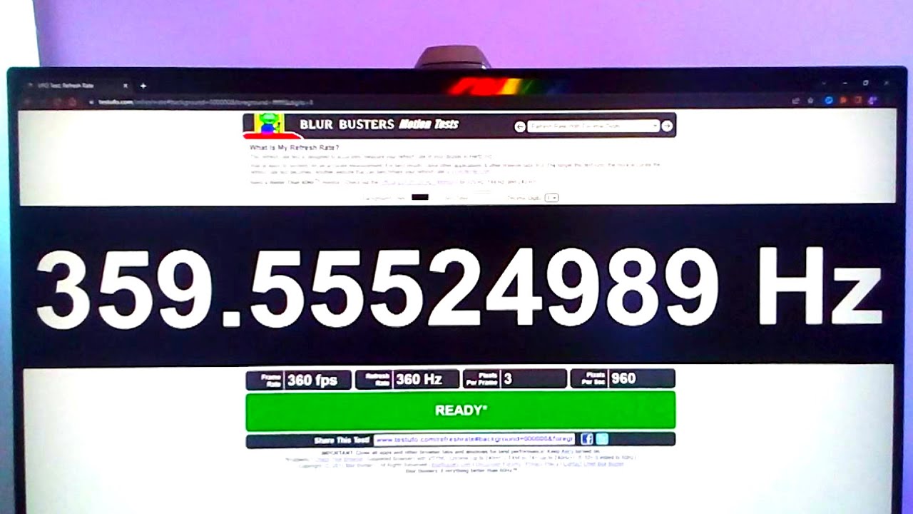 Asus Rog Swift PG259QNR - Real Monitor Hertz Test | With Decimal Digits - UFO Test 360Hz