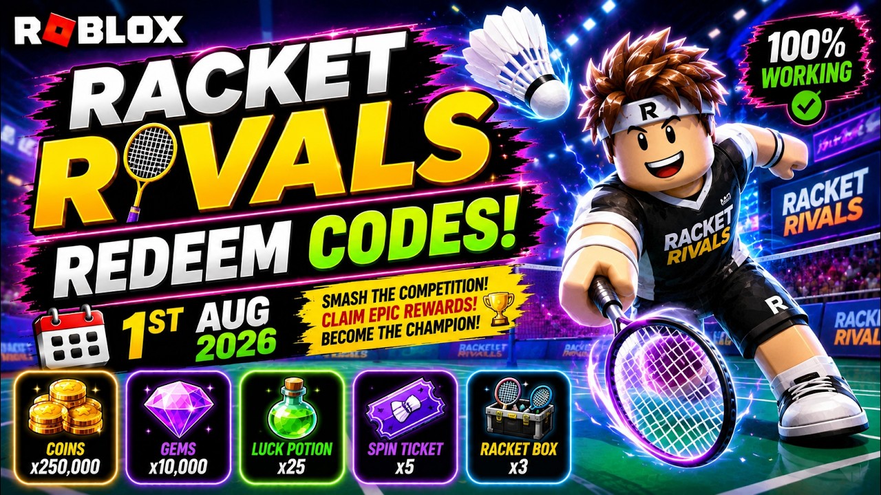 Коды для Racket Rivals за август 2026 года | Промокоды для Roblox Racket Rivals