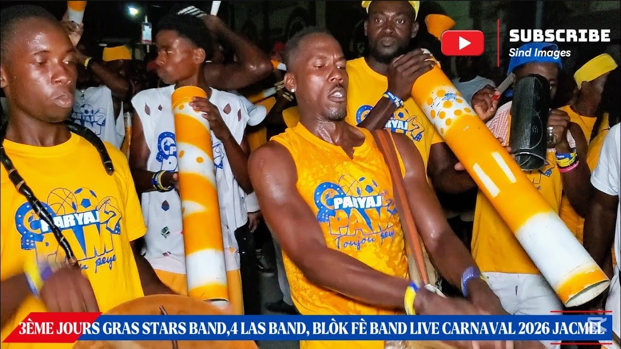 3ÈME JOURS GRAS-STARS BAND, 4 LAS BAND, BLÒK FÈ BAND LIVE 🔥CARNAVAL 2026 JACMEL 