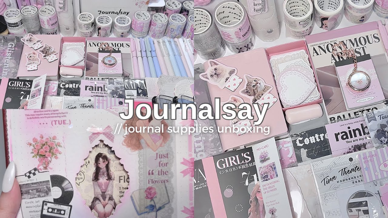 Stationery & journal supplies ; chill 🎹 unboxing ft Journalsay | ASMR #journaling ♡